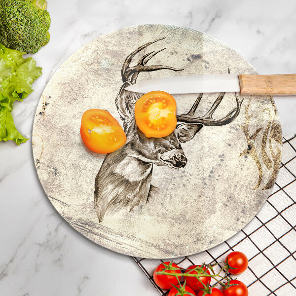 Chopping board glass Illustration deer animal
