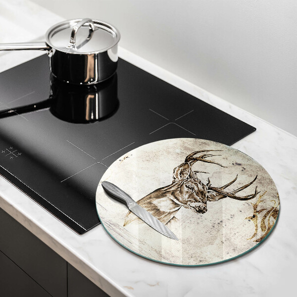 Chopping board glass Illustration deer animal