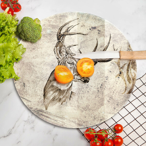 Chopping board glass Illustration deer animal