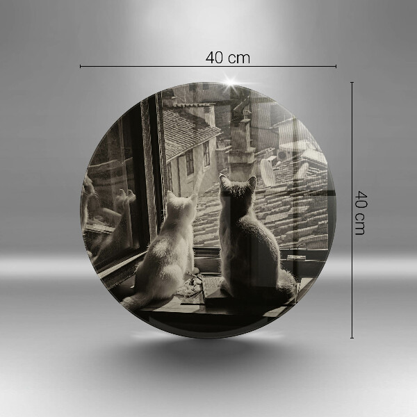 Chopping board glass Cats city and window