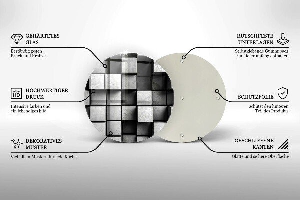 Chopping board glass 3D square abstraction
