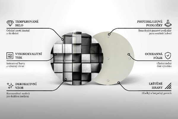 Chopping board glass 3D square abstraction