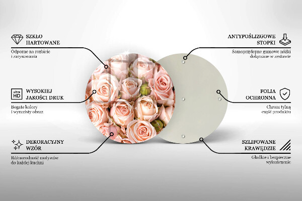 Chopping board glass A delicate bouquet of roses