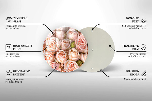 Chopping board glass A delicate bouquet of roses