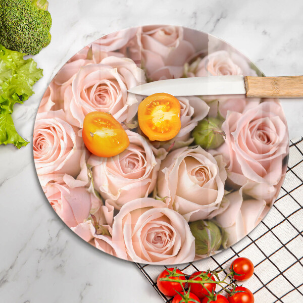 Chopping board glass A delicate bouquet of roses