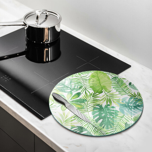 Chopping board glass Boho watercolors leaves