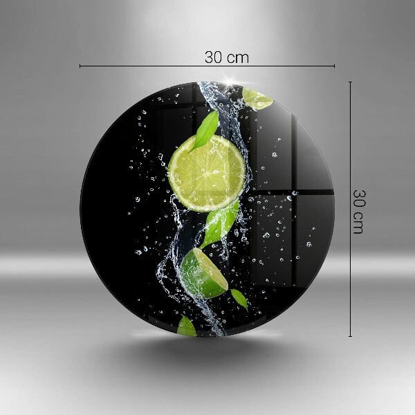 Chopping board glass Juicy lime in water
