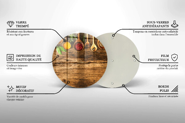 Chopping board glass Wooden spices