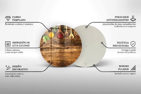 Chopping board glass Wooden spices