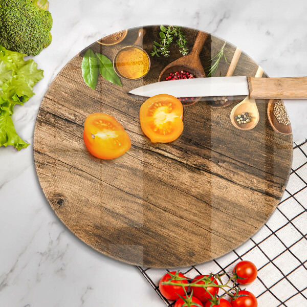 Chopping board glass Wooden spices