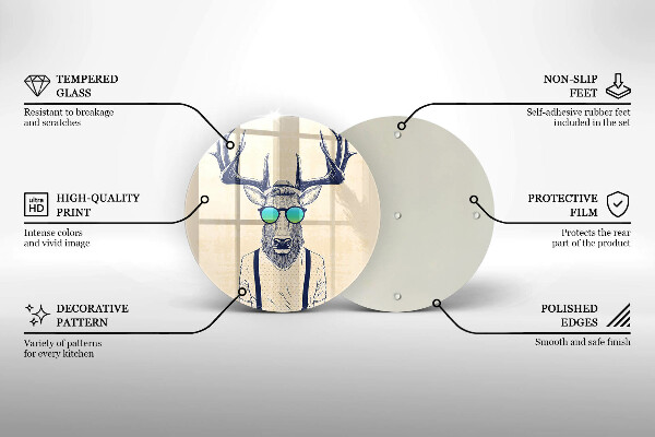 Chopping board glass Illustration Man Jeleń