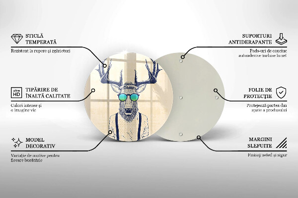 Chopping board glass Illustration Man Jeleń