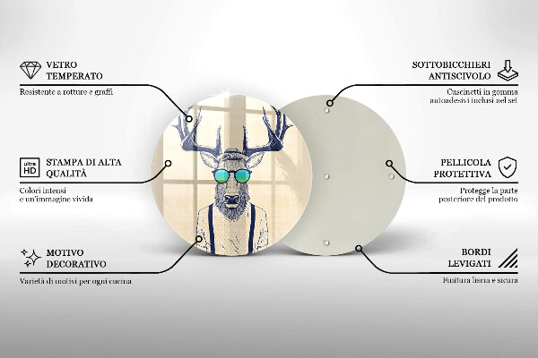 Chopping board glass Illustration Man Jeleń