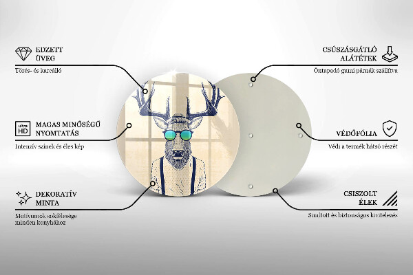 Chopping board glass Illustration Man Jeleń