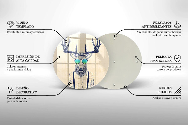 Chopping board glass Illustration Man Jeleń