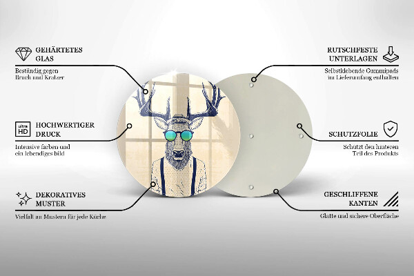 Chopping board glass Illustration Man Jeleń