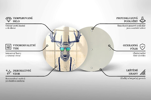 Chopping board glass Illustration Man Jeleń