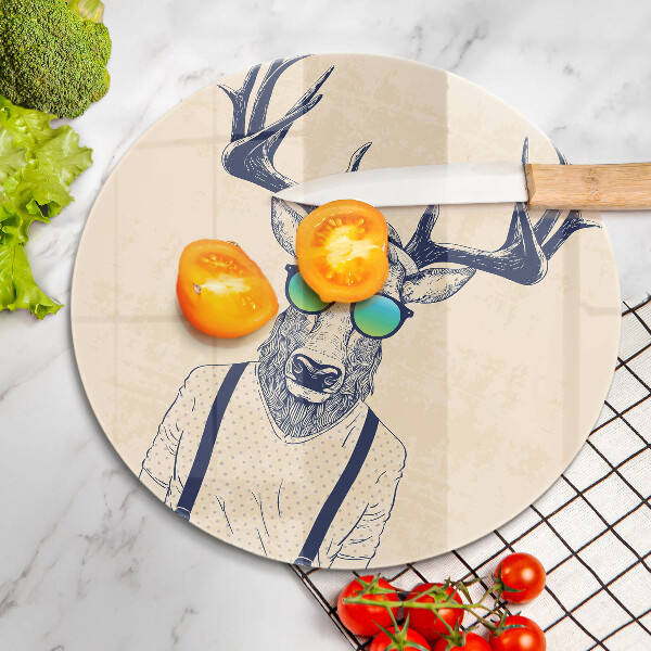 Chopping board glass Illustration Man Jeleń