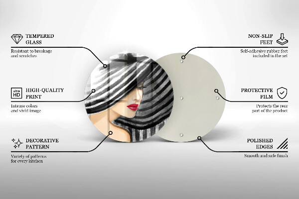 Chopping board glass A woman in a hat