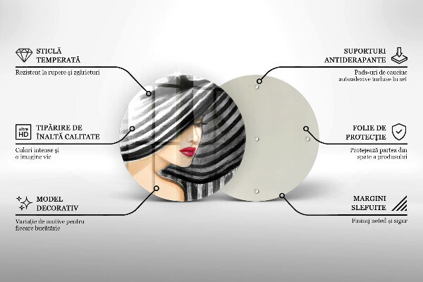 Chopping board glass A woman in a hat