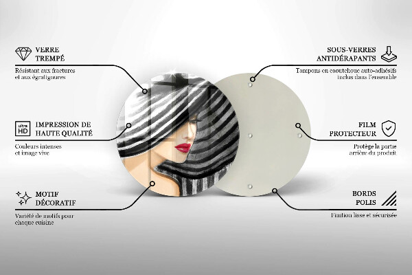 Chopping board glass A woman in a hat