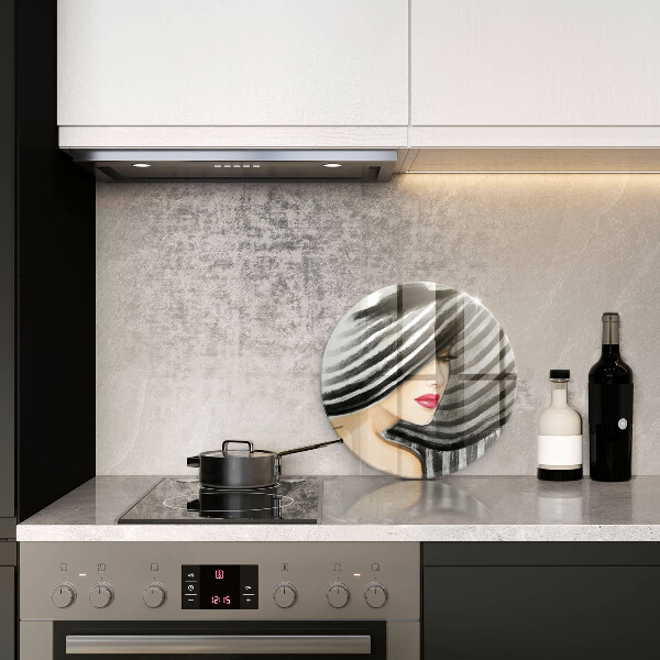 Chopping board glass A woman in a hat