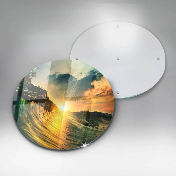 Chopping board glass Wave and sunset