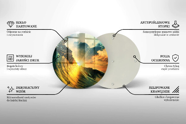 Chopping board glass Wave and sunset