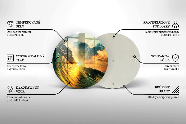 Chopping board glass Wave and sunset