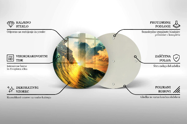 Chopping board glass Wave and sunset