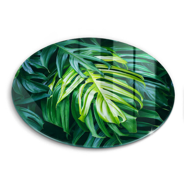 Chopping board glass Monstera wild leaves