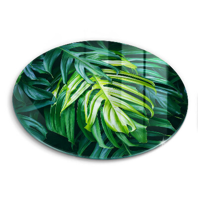 Chopping board glass Monstera wild leaves