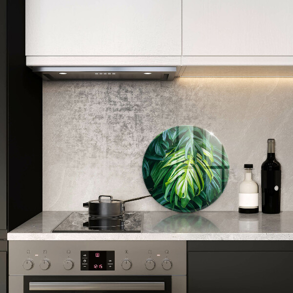 Chopping board glass Monstera wild leaves
