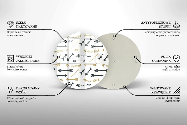 Chopping board glass Boho arrow pattern