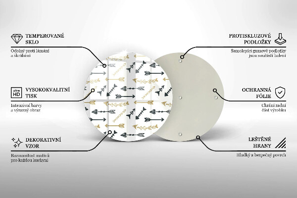 Chopping board glass Boho arrow pattern