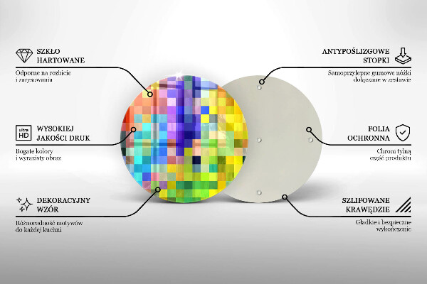 Chopping board glass Colorful squares pixels