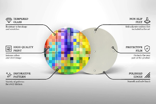 Chopping board glass Colorful squares pixels