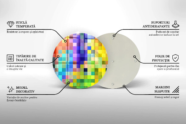 Chopping board glass Colorful squares pixels