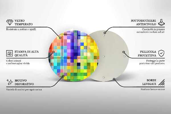 Chopping board glass Colorful squares pixels