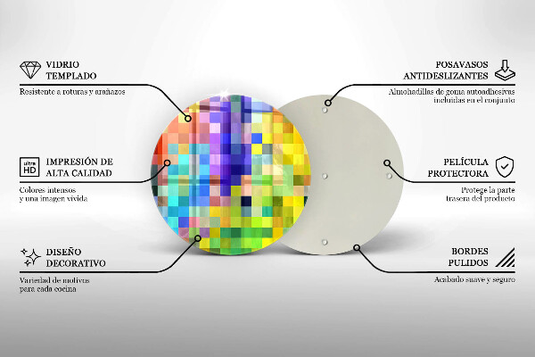 Chopping board glass Colorful squares pixels