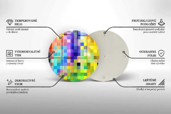 Chopping board glass Colorful squares pixels