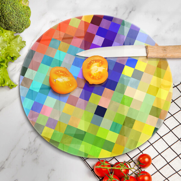 Chopping board glass Colorful squares pixels