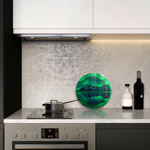 Chopping board glass Landscape of the aurora polar