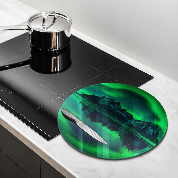 Chopping board glass Landscape of the aurora polar