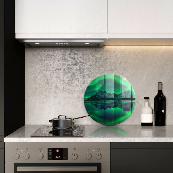 Chopping board glass Landscape of the aurora polar