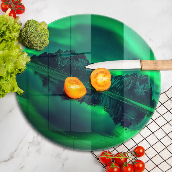 Chopping board glass Landscape of the aurora polar