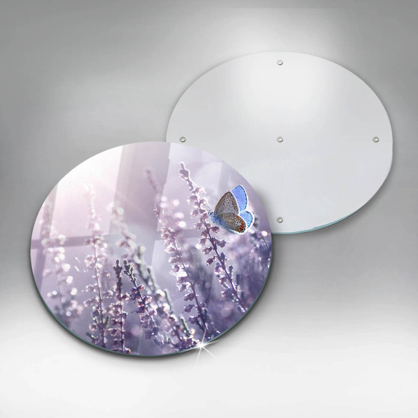 Chopping board glass Field flowers and butterfly