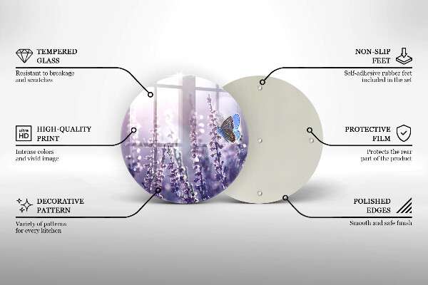Chopping board glass Field flowers and butterfly