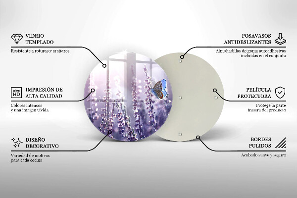 Chopping board glass Field flowers and butterfly