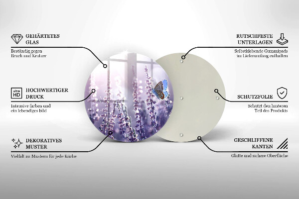 Chopping board glass Field flowers and butterfly